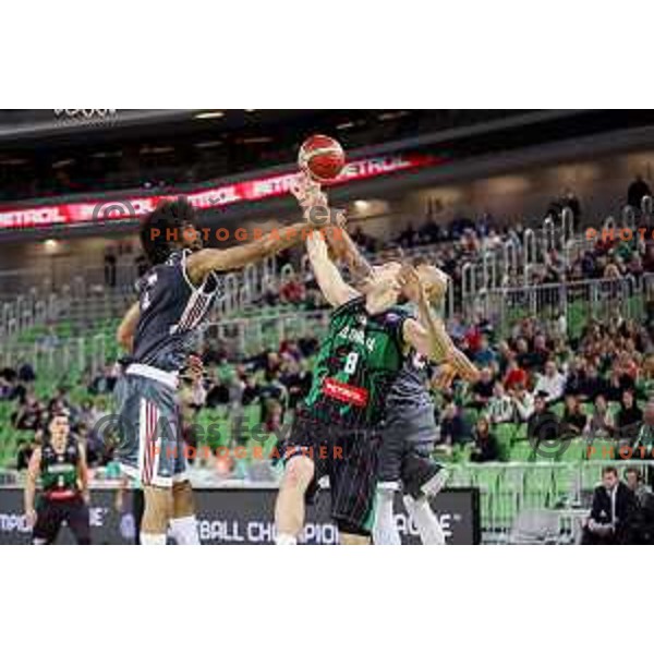 Roko Badzim of Petrol Olimpija in action during FIBA Champions League basketball match between Petrol Olimpija and Sig Strasbourg in Stozice Hall, Ljubljana on December 12, 2017