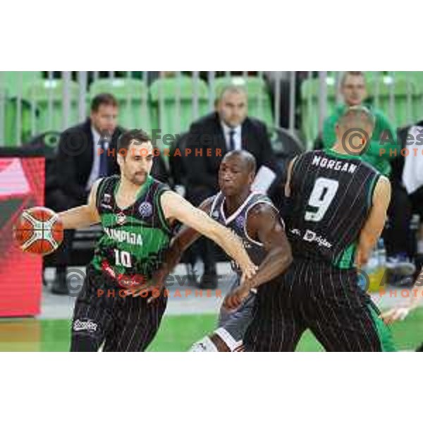Domen Lorbek of Petrol Olimpija in action during FIBA Champions League basketball match between Petrol Olimpija and Sig Strasbourg in Stozice Hall, Ljubljana on December 12, 2017