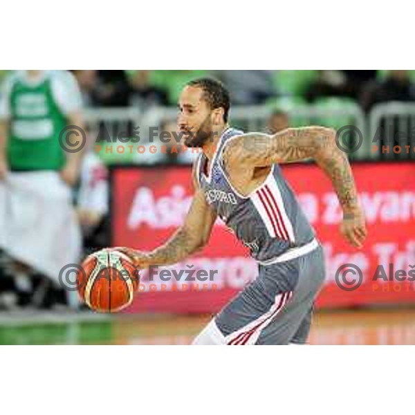 Zach Wright in action during FIBA Champions League basketball match between Petrol Olimpija and Sig Strasbourg in Stozice Hall, Ljubljana on December 12, 2017