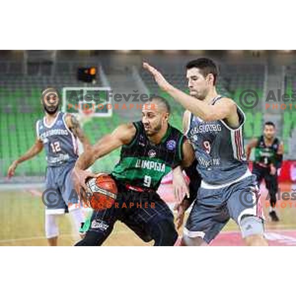 Jordan Morgan of Petrol Olimpija in action during FIBA Champions League basketball match between Petrol Olimpija and Sig Strasbourg in Stozice Hall, Ljubljana on December 12, 2017