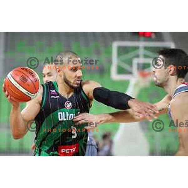 Jordan Morgan of Petrol Olimpija in action during FIBA Champions League basketball match between Petrol Olimpija and Sig Strasbourg in Stozice Hall, Ljubljana on December 12, 2017