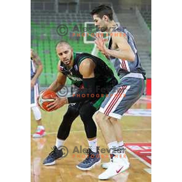 Jordan Morgan of Petrol Olimpija in action during FIBA Champions League basketball match between Petrol Olimpija and Sig Strasbourg in Stozice Hall, Ljubljana on December 12, 2017