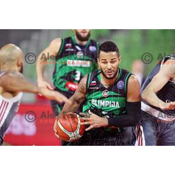 Devin Oliver of Petrol Olimpija in action during FIBA Champions League basketball match between Petrol Olimpija and Sig Strasbourg in Stozice Hall, Ljubljana on December 12, 2017