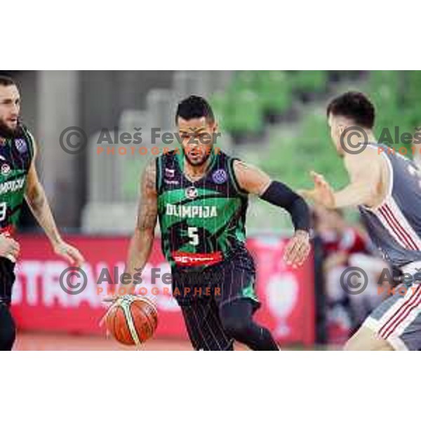 Devin Oliver of Petrol Olimpija in action during FIBA Champions League basketball match between Petrol Olimpija and Sig Strasbourg in Stozice Hall, Ljubljana on December 12, 2017