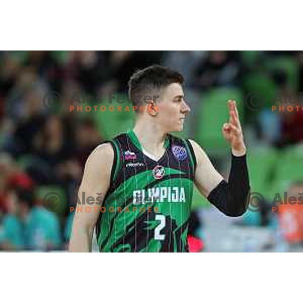 Jan Barbaric of Petrol Olimpija in action during FIBA Champions League basketball match between Petrol Olimpija and Sig Strasbourg in Stozice Hall, Ljubljana on December 12, 2017