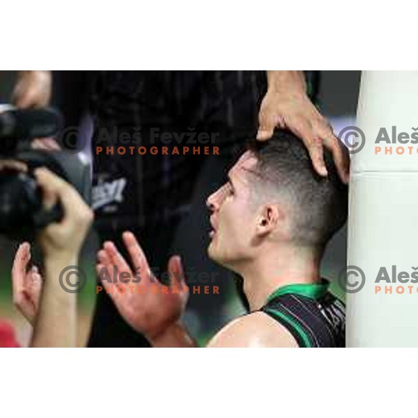 Jan Span of Petrol Olimpija in action during FIBA Champions League basketball match between Petrol Olimpija and Sig Strasbourg in Stozice Hall, Ljubljana on December 12, 2017