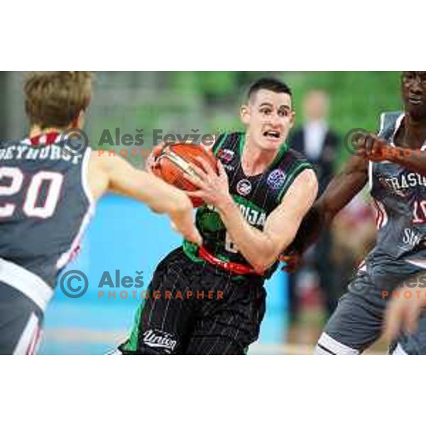 Jan Span of Petrol Olimpija in action during FIBA Champions League basketball match between Petrol Olimpija and Sig Strasbourg in Stozice Hall, Ljubljana on December 12, 2017