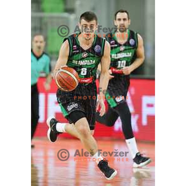 Roko Badzim of Petrol Olimpija in action during FIBA Champions League basketball match between Petrol Olimpija and Sig Strasbourg in Stozice Hall, Ljubljana on December 12, 2017