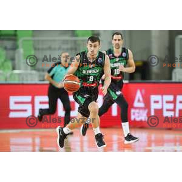 Roko Badzim of Petrol Olimpija in action during FIBA Champions League basketball match between Petrol Olimpija and Sig Strasbourg in Stozice Hall, Ljubljana on December 12, 2017