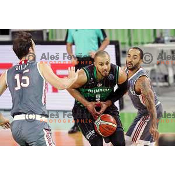 Jordan Morgan of Petrol Olimpija in action during FIBA Champions League basketball match between Petrol Olimpija and Sig Strasbourg in Stozice Hall, Ljubljana on December 12, 2017