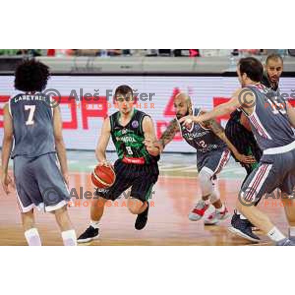 Roko Badzim of Petrol Olimpija in action during FIBA Champions League basketball match between Petrol Olimpija and Sig Strasbourg in Stozice Hall, Ljubljana on December 12, 2017