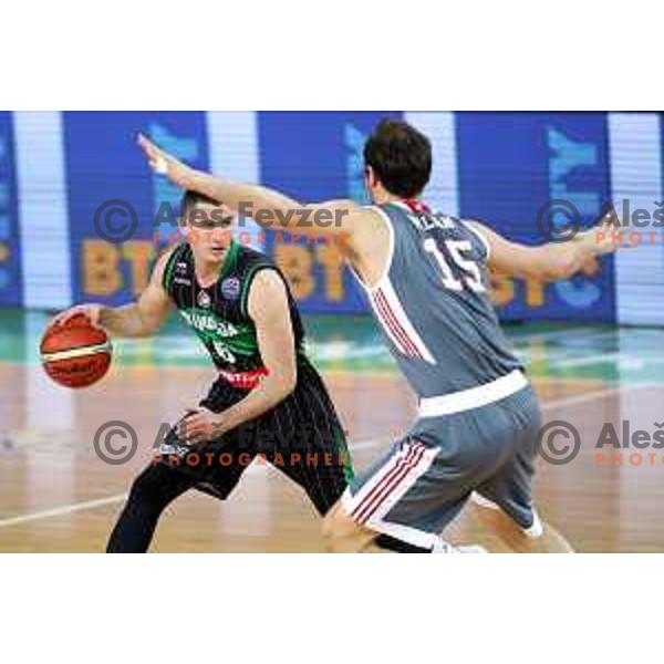 Jan Span of Petrol Olimpija in action during FIBA Champions League basketball match between Petrol Olimpija and Sig Strasbourg in Stozice Hall, Ljubljana on December 12, 2017