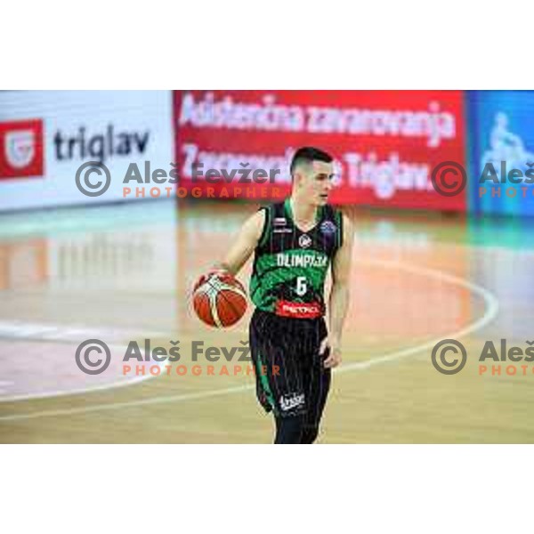 Jan Span of Petrol Olimpija in action during FIBA Champions League basketball match between Petrol Olimpija and Sig Strasbourg in Stozice Hall, Ljubljana on December 12, 2017