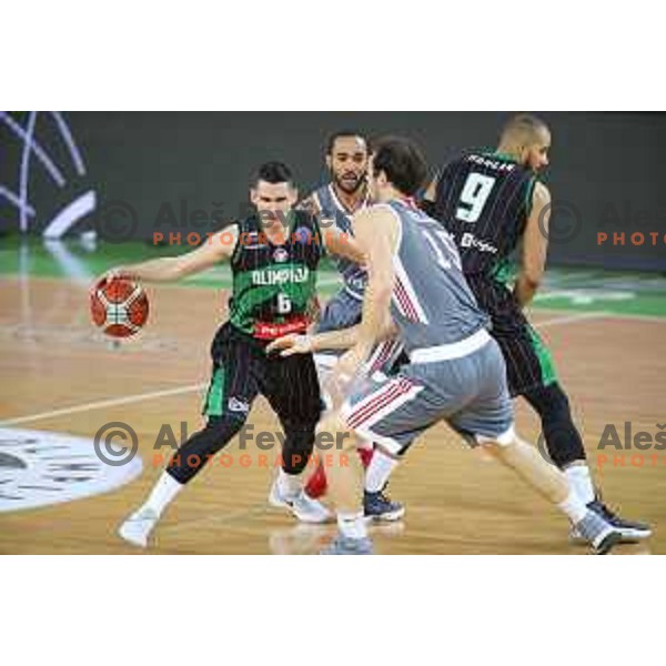 Jan Span of Petrol Olimpija in action during FIBA Champions League basketball match between Petrol Olimpija and Sig Strasbourg in Stozice Hall, Ljubljana on December 12, 2017