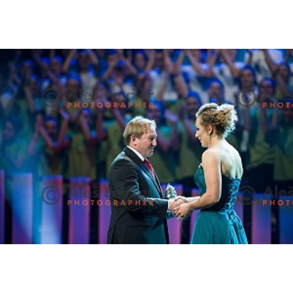 Bojan Krizaj and Ilka Stuhec during sportsman of the year 2017 awards, Cankarjev Dom, Ljubljana, Slovenia on December 12, 2017
