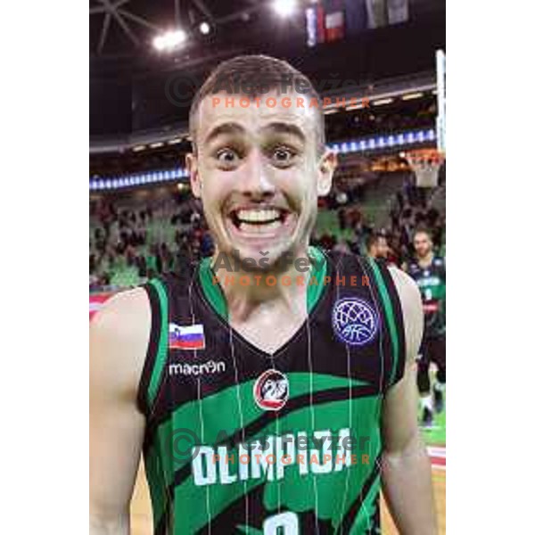 Roko Badzim of Petrol Olimpija in action during FIBA Champions League basketball match between Petrol Olimpija and Sig Strasbourg in Stozice Hall, Ljubljana on December 12, 2017