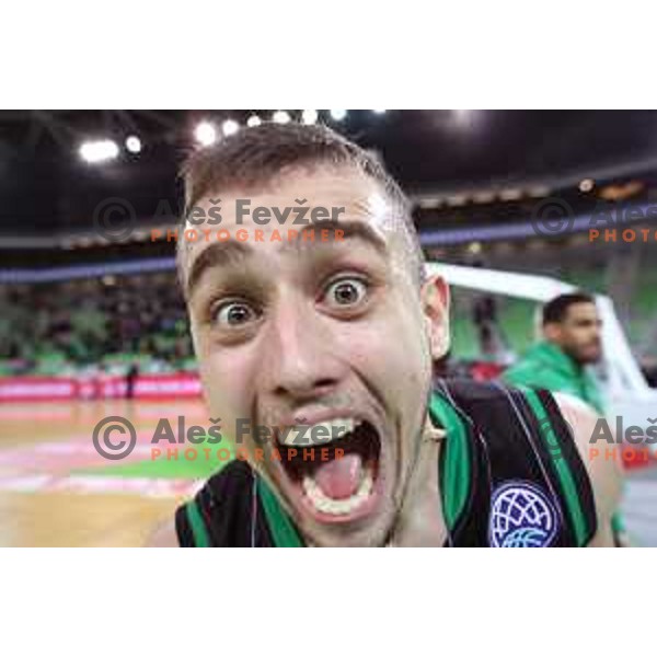 Roko Badzim of Petrol Olimpija in action during FIBA Champions League basketball match between Petrol Olimpija and Sig Strasbourg in Stozice Hall, Ljubljana on December 12, 2017