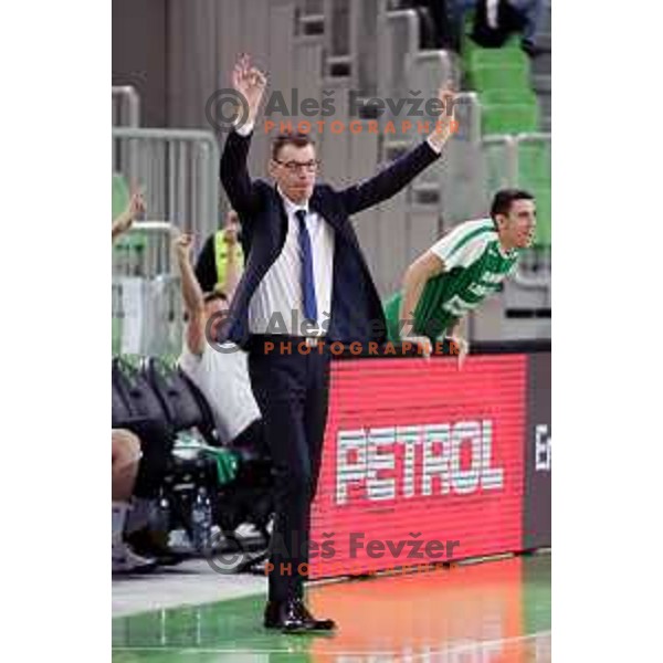 Gasper Okorn of Petrol Olimpija in action during FIBA Champions League basketball match between Petrol Olimpija and Sig Strasbourg in Stozice Hall, Ljubljana on December 12, 2017