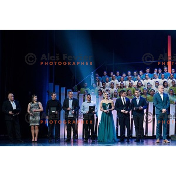 Ilka Stuhec, Peter Kauzer during sportsman of the year 2017 awards, Cankarjev Dom, Ljubljana, Slovenia on December 12, 2017