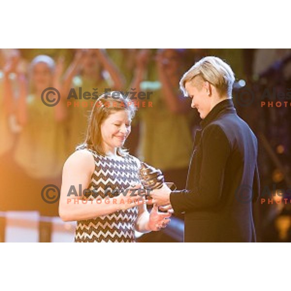 Tina Trstenjak, Urska Zolnir during sportsman of the year 2017 awards, Cankarjev Dom, Ljubljana, Slovenia on December 12, 2017
