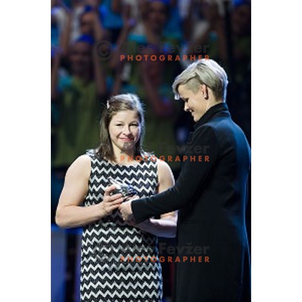 Tina Trstenjak, Urska Zolnir during sportsman of the year 2017 awards, Cankarjev Dom, Ljubljana, Slovenia on December 12, 2017