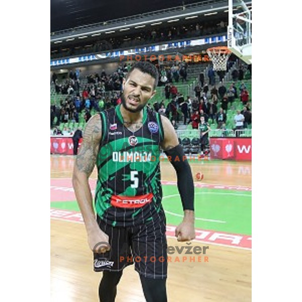 Devin Oliver of Petrol Olimpija in action during FIBA Champions League basketball match between Petrol Olimpija and Sig Strasbourg in Stozice Hall, Ljubljana on December 12, 2017