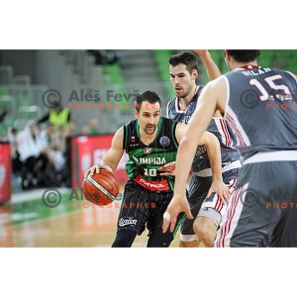 Domen Lorbek of Petrol Olimpija in action during FIBA Champions League basketball match between Petrol Olimpija and Sig Strasbourg in Stozice Hall, Ljubljana on December 12, 2017