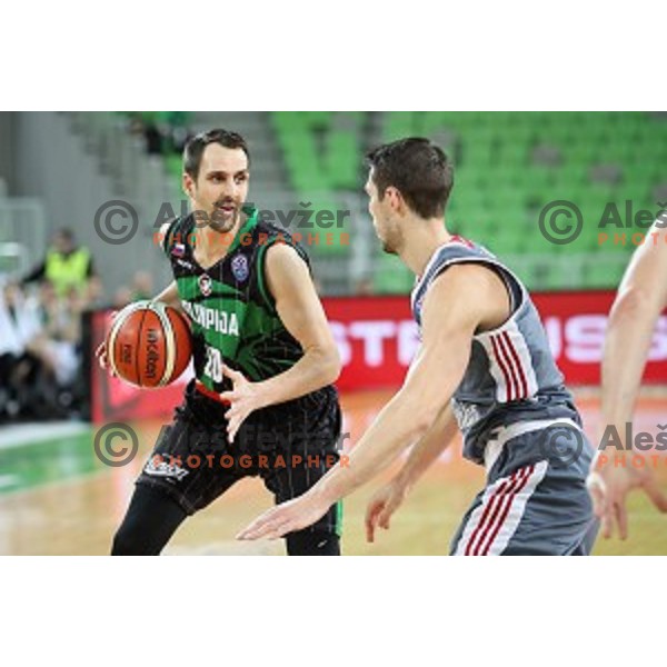 Domen Lorbek of Petrol Olimpija in action during FIBA Champions League basketball match between Petrol Olimpija and Sig Strasbourg in Stozice Hall, Ljubljana on December 12, 2017