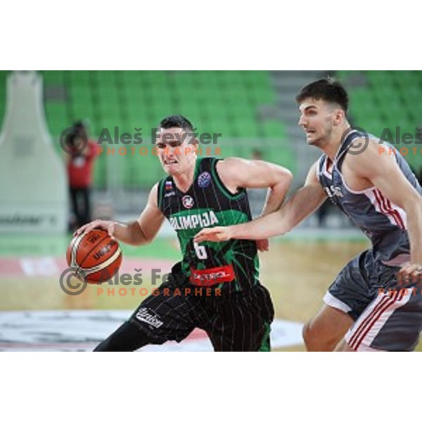 Jan Span of Petrol Olimpija in action during FIBA Champions League basketball match between Petrol Olimpija and Sig Strasbourg in Stozice Hall, Ljubljana on December 12, 2017