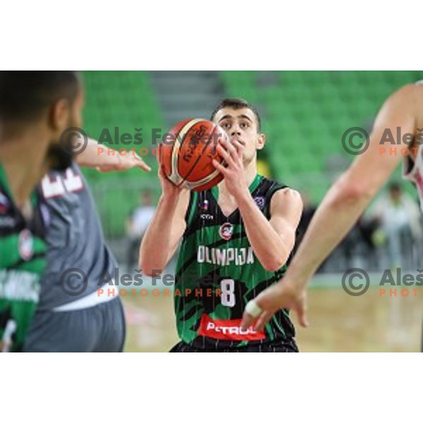 Roko Badzim of Petrol Olimpija in action during FIBA Champions League basketball match between Petrol Olimpija and Sig Strasbourg in Stozice Hall, Ljubljana on December 12, 2017