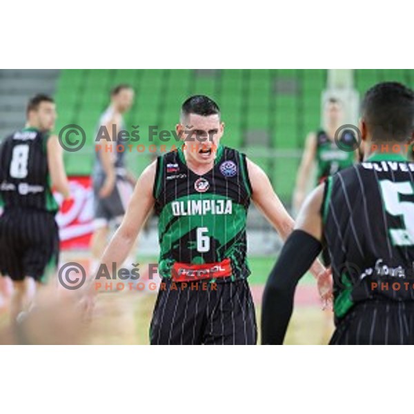 Jan Span of Petrol Olimpija in action during FIBA Champions League basketball match between Petrol Olimpija and Sig Strasbourg in Stozice Hall, Ljubljana on December 12, 2017