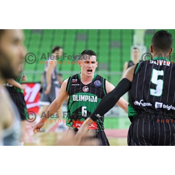 Jan Span of Petrol Olimpija in action during FIBA Champions League basketball match between Petrol Olimpija and Sig Strasbourg in Stozice Hall, Ljubljana on December 12, 2017