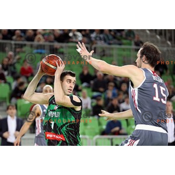 Drazen Bubnic of Petrol Olimpija in action during FIBA Champions League basketball match between Petrol Olimpija and Sig Strasbourg in Stozice Hall, Ljubljana on December 12, 2017