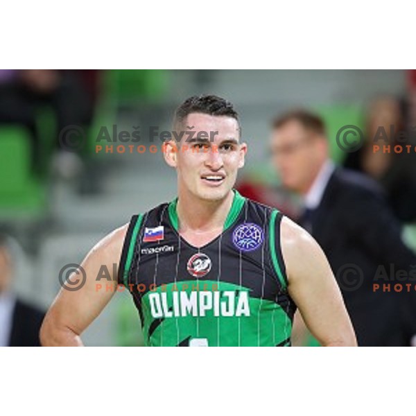 Jan Span of Petrol Olimpija in action during FIBA Champions League basketball match between Petrol Olimpija and Sig Strasbourg in Stozice Hall, Ljubljana on December 12, 2017