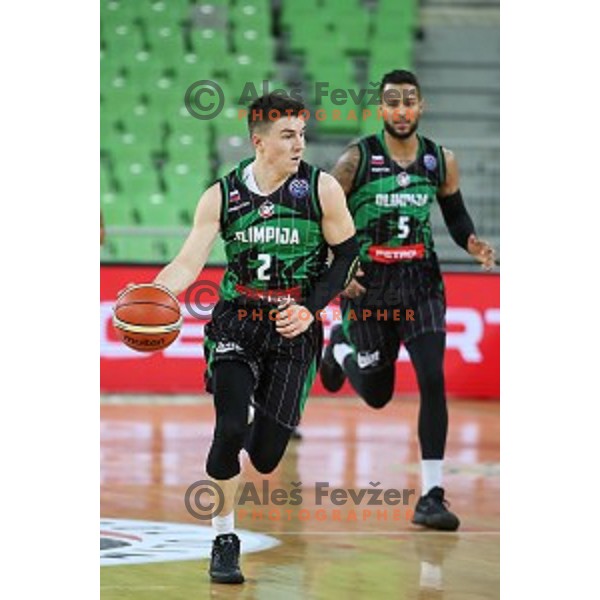 Jan Barbaric of Petrol Olimpija in action during FIBA Champions League basketball match between Petrol Olimpija and Sig Strasbourg in Stozice Hall, Ljubljana on December 12, 2017
