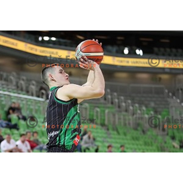 Jan Span of Petrol Olimpija in action during FIBA Champions League basketball match between Petrol Olimpija and Sig Strasbourg in Stozice Hall, Ljubljana on December 12, 2017