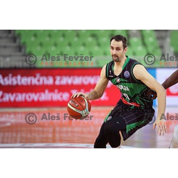 Domen Lorbek of Petrol Olimpija in action during FIBA Champions League basketball match between Petrol Olimpija and Sig Strasbourg in Stozice Hall, Ljubljana on December 12, 2017