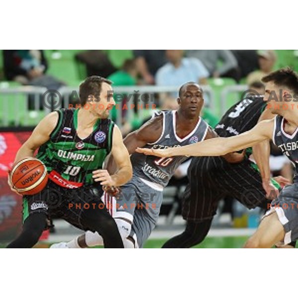 Domen Lorbek of Petrol Olimpija in action during FIBA Champions League basketball match between Petrol Olimpija and Sig Strasbourg in Stozice Hall, Ljubljana on December 12, 2017