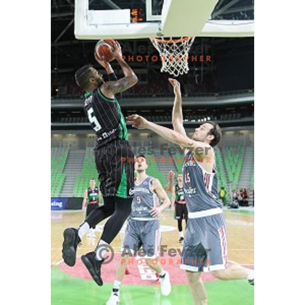 Devin Oliver of Petrol Olimpija in action during FIBA Champions League basketball match between Petrol Olimpija and Sig Strasbourg in Stozice Hall, Ljubljana on December 12, 2017