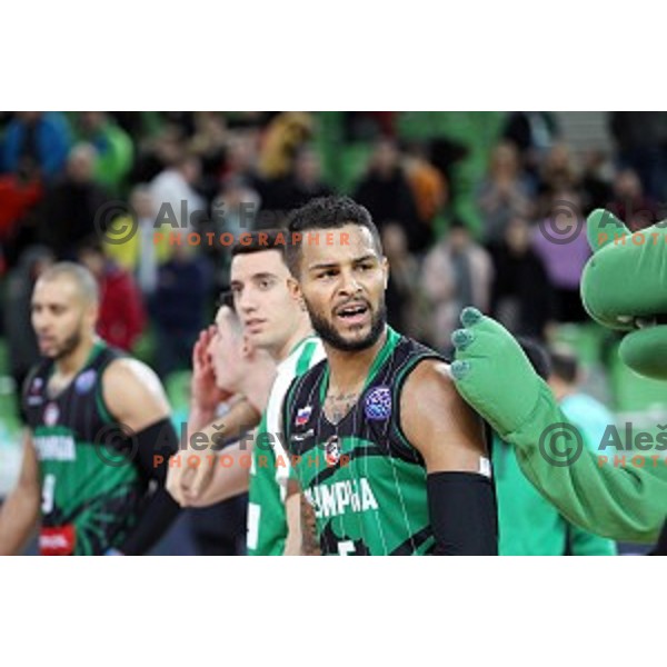 Devin Oliver of Petrol Olimpija in action during FIBA Champions League basketball match between Petrol Olimpija and Sig Strasbourg in Stozice Hall, Ljubljana on December 12, 2017