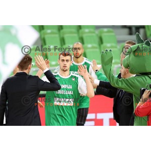 Roko Badzim of Petrol Olimpija in action during FIBA Champions League basketball match between Petrol Olimpija and Sig Strasbourg in Stozice Hall, Ljubljana on December 12, 2017