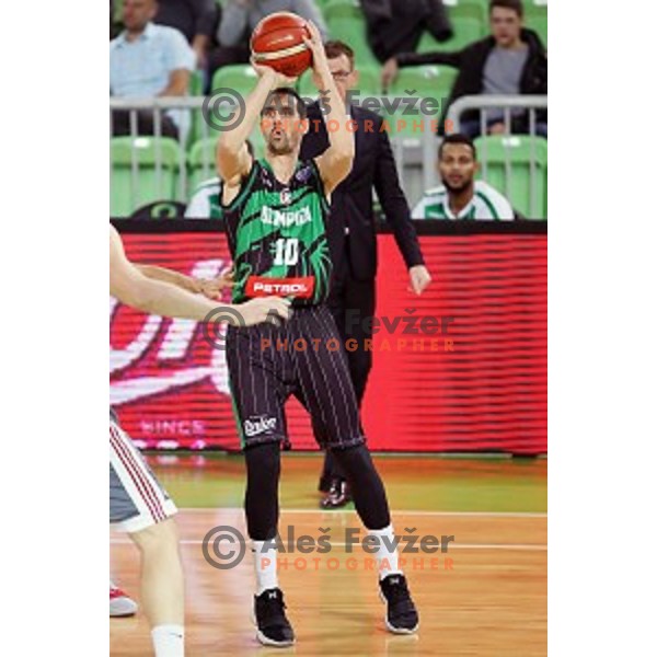 Domen Lorbek of Petrol Olimpija in action during FIBA Champions League basketball match between Petrol Olimpija and Sig Strasbourg in Stozice Hall, Ljubljana on December 12, 2017