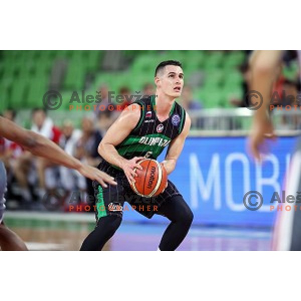 Jan Span of Petrol Olimpija in action during FIBA Champions League basketball match between Petrol Olimpija and Sig Strasbourg in Stozice Hall, Ljubljana on December 12, 2017