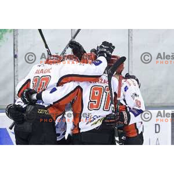 action during Alps League ice-hockey match between SZ Olimpija and SIJ Acroni Jesenice in Tivoli Hall, Ljubljana, Slovenia on December 16, 2017