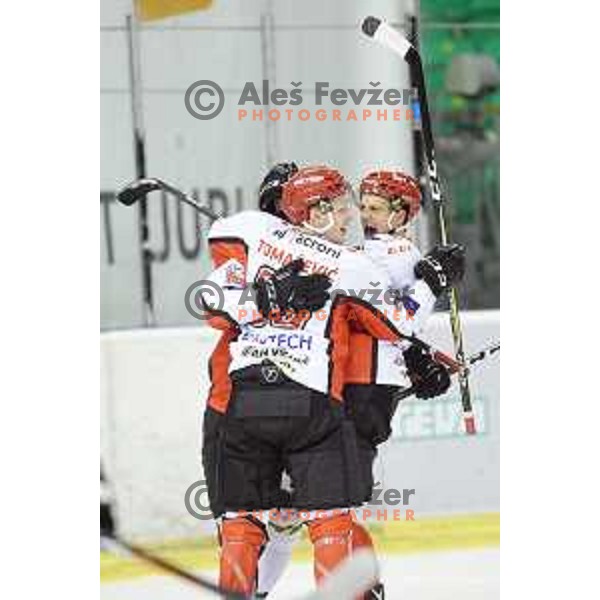 action during Alps League ice-hockey match between SZ Olimpija and SIJ Acroni Jesenice in Tivoli Hall, Ljubljana, Slovenia on December 16, 2017