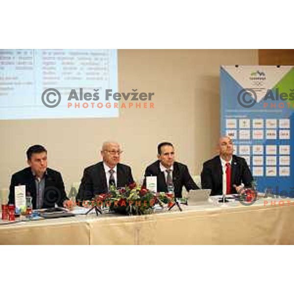 Jenez Sodrznik, Bogdan Gabrovec, Tomaz Barada and Blaz Perko at General Assembly of Slovenian Olympic Committee in Zrece, Slovenia on December 16, 2017