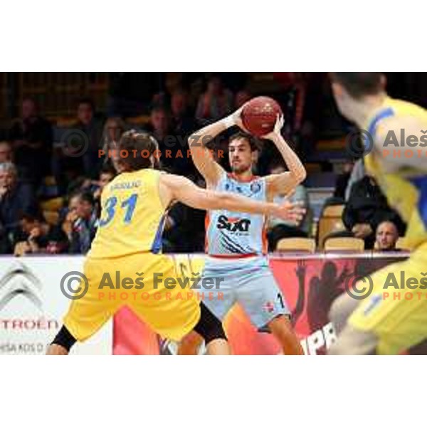Tadej Ferme of Sixt in action during Nova KBM league basketball match between Hopsi Polzela and Sixt Primorska in Polzela Sports Hall, Slovenia on December 16, 2017