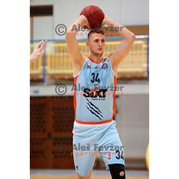 Gezim Morina in action during Nova KBM league basketball match between Hopsi Polzela and Sixt Primorska in Polzela Sports Hall, Slovenia on December 16, 2017