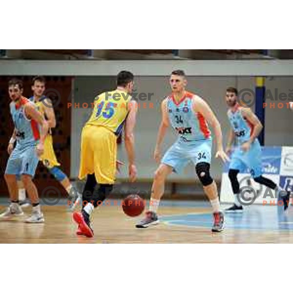 Gezim Morina in action during Nova KBM league basketball match between Hopsi Polzela and Sixt Primorska in Polzela Sports Hall, Slovenia on December 16, 2017