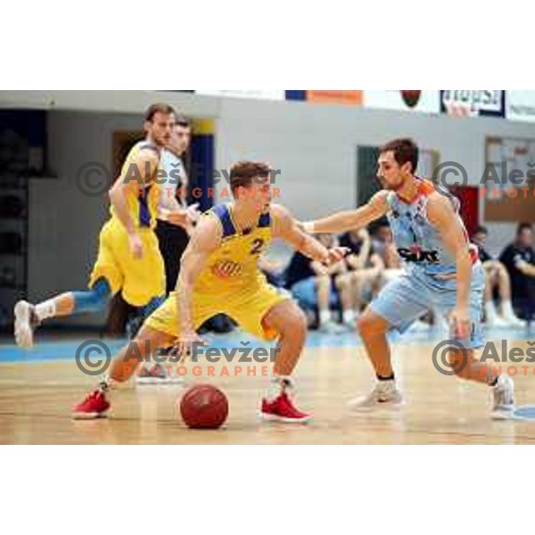 Andraz Rogelja and Tadej Ferme in action during Nova KBM league basketball match between Hopsi Polzela and Sixt Primorska in Polzela Sports Hall, Slovenia on December 16, 2017
